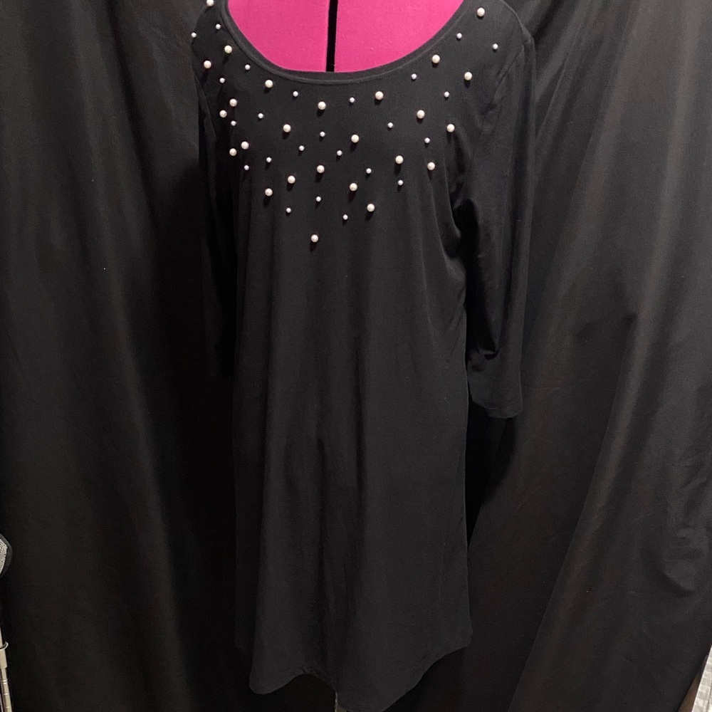 NWOT Harlow & Rose black white pearl 3/4 sleeve T-shirt dress M